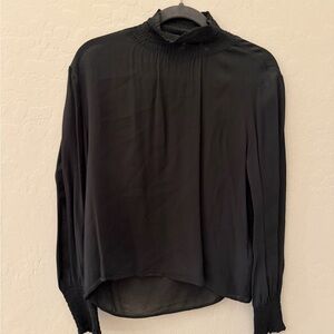 & Other Stories Dark Green Sheer Smocked-Neck Blouse – Never Worn